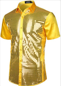 Sequined Button-down Shirt 70 S Disco Party Cosplay Clothing