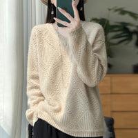 Autumn And Winter New Thickened V-neck Sweater Diamond Twisted Loose