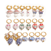 Light Luxury Stainless Steel Ceramic Pearl Earrings