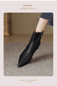 Chunky Heel Side Zip Short Tube Fashion Boots