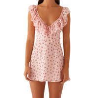Retro Floral High-Waisted French-Style Dress For Women