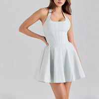 French-style Cinched Sexy Halter Dress For Women