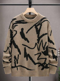 Men's Autumn And Winter Loose Round Neck Knitted Long-sleeved Jacket