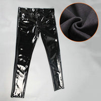 G-dragon With Bright Mirror Black PU Tight Leather Pants