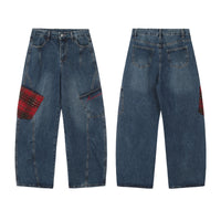 Women's Patchwork Jeans Loose Wide Leg