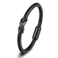 Stainless Steel Leather Unisex Wrist Strap