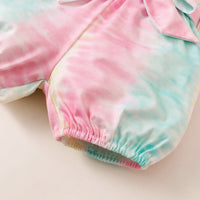 Girls' Spring And Autumn Short-sleeved Top Tie-dye Shorts Two-piece Set