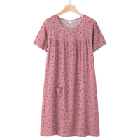 Women's Thin Loose Cotton Silk Short-Sleeve Dress
