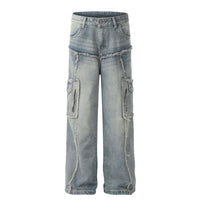 High Quality Jeans With A Multi-pocket Design And Raw Edge Detailing