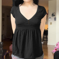 Womens Sheer Blouse With Polka-Dot Print And Ruched Waist Design