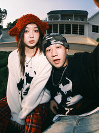 Cartoon Cat Mohair Loose Sweater