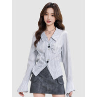 Bell Sleeve Lapel Long Sleeve Shirt Women's Spring French Chic
