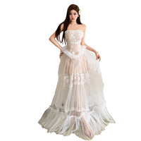 Womens Lace Jacquard Patchwork Long Halter Dress