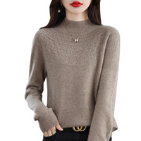 Hollow Wool Base Shirt Women's Clothing Half-collar Wool Sweater