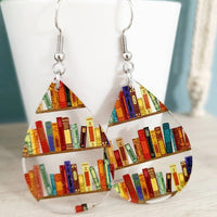 Acrylic 3D Painted Book Dangle Earrings