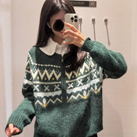 Womens Retro Chic Zippered Sweater Coat