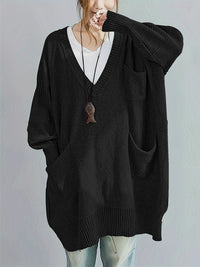 Loose-fitting V-neck Long Sleeves Outerwear Sweater