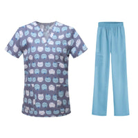 Bestselling Cartoon-print Nurse Uniform Womens Top And Pants