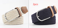 Women's Canvas Belt Student Pants Casual Stretch Braided Needle Buckle