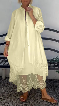 Women's Round-neck Sleeveless Hollow-out Long Dress