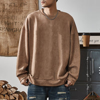 Men's Round-neck Long-sleeve Casual Suede Fleece Pullover