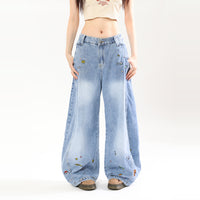 American Retro Cartoon Embroidered Machete Jeans