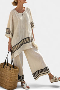 Loose Casual Womens Fashionable Beach Vacation Two-Piece Set