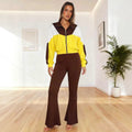 Womens Autumn Color-Block Casual Two-Piece Set