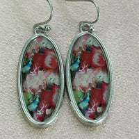 European And American-style Oval Colored Pendant Earrings