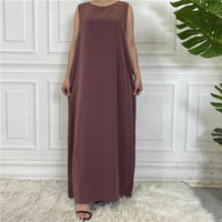 Middle East Dubai Hot Sale Solid Color Nida Fabric Simple Sleeveless Dress