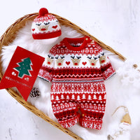 Long Sleeve Deer One-piece Rompers Jumpsuit Christmas Hat Suit