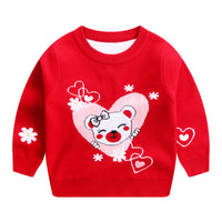 Love Cat Round Neck Cotton Double Layer Warm Sweater