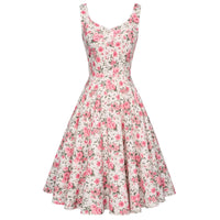 Retro Sleeveless Printed Button A Line Dress