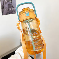 Double Drinking Straw Large Water Bottle Toilet Handle Carry Plastic Water Cup