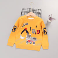 Autumnwinter New Cotton Line Cartoon Bear Excavator Boy's PulloverChildren's Long-sleeved Sweater
