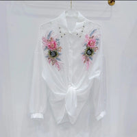 Heavy-duty 3D Floral Loose-fitting Top For Women