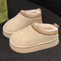 Suede Cotton Slippers Women Autumn Winter