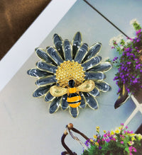 European And American New Enamel Sunflower Daisy Flower Bee Brooch Flower
