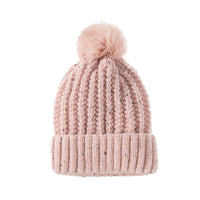 Fleece-lined Warm Fur Ball Adult Knitted Hat Autumn And Winter Women's Wool Single Ball Hat