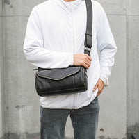 Vintage Crossbody Bag Handheld Vegetable-Tanned Leather Mens