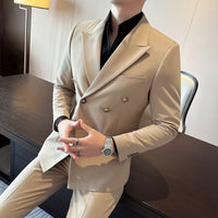 Double Breasted Big Closure Collar Suit Men's Autumn And Winter Thick Dress Two-piece Suit