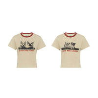 Pet Park Animal Print Round Neck Slim Short-sleeved Tops