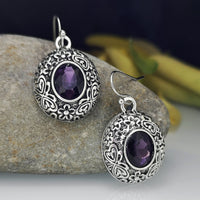 European And American-style Fashionable Purple Crystal Earrings