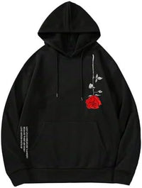 Men's Floral Print Drawstring Pocket Sweatshirt