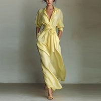 Elegant Retro Casual Fitted Waist And Slimming Pleated Dress