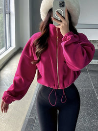 Corduroy Sports Thermal Drawstring Fleece Loose Windproof Padded Hoodie