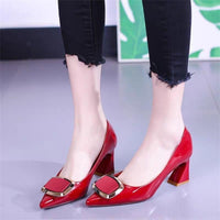 All-match Fashion Patent Leather Women's Shoes Shallow Mouth Pointed Mid Heel Women's Shoes