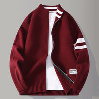 Mens Thermal Knitted Jacket With A Mock Neck And Long Sleeves