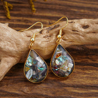 French Retro Teardrop-shaped Abalone And Shellfish Earrings
