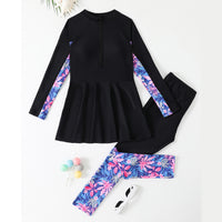Conservative Split Two-piece Long-sleeved Trousers Medium And Large Girls Swimsuit